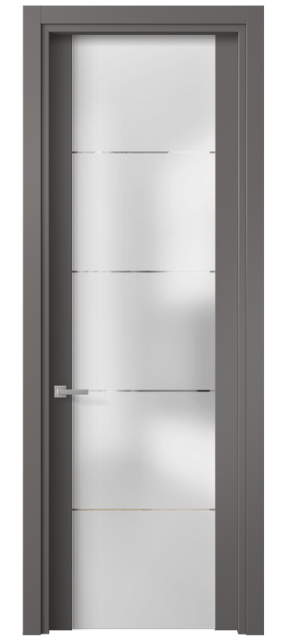 Межкомнатная дверь Planum 4114 Матовый классический серый Сатинированное стекло с гравировкой «КВАДРО», триплекс Цена 3140 AZE | Volhovec
