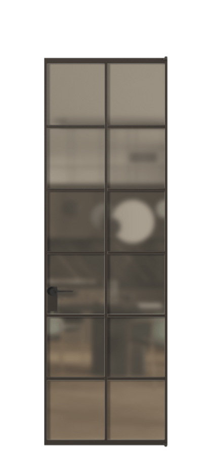 Алюминиевая дверь АЛПЛ040.05 Алюминий антрацит Сатинированное бронзовое стекло, триплекс Цена 128530  | Volhovec