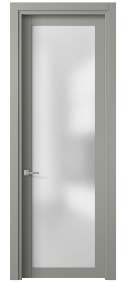 Межкомнатная дверь Planum 2102 Матовый нейтральный серый Сатинированное стекло Цена 2640 AZE | Volhovec