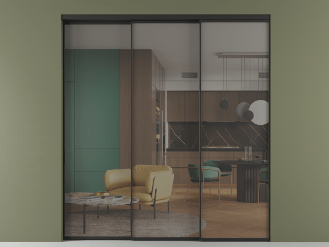 Перегородка Formato внутри проёма 3 створки с синхронным механизмом АЛПР 040.01 Алюминий Черный Прозрачное серое стекло, триплекс. Скрытый короб ЧЕР Цена 316120 ₽ 1. Полотно 3 шт. (800/2100 мм)
2. Комплект установки раздвижной системы
3. Базовый комплект фурнитуры
4. Комплект фурнитуры телескопик синхро-2
5.Ручка RONDO
. Фабрика дверей Волховец 8 (800) 551 43 19 Перегородка Formato внутри проёма 3 створки с синхронным механизмом АЛПР 040.01 Алюминий Черный Прозрачное серое стекло, триплекс Цена 316120 ₽ | Volhovec