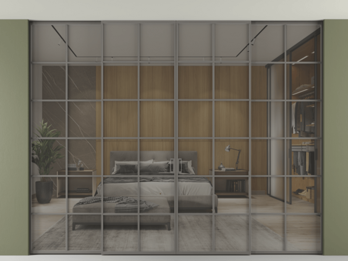Перегородка Формато внутри проёма скрытое крепление в потолок 4 створки АЛПР 040.05 Алюминий классический серый Рефлективное серое стекло "Стопсол", калёное. Цена 529976 ₽ 1. Полотно 4 шт. (800/2100 мм)
2. Комплект установки раздвижной системы
3. Базовый комплект фурнитуры
4.Ручка Рондо. Фабрика дверей Волховец 8 (800) 551 43 19 Перегородка Формато внутри проёма скрытое крепление в потолок 4 створки АЛПР 040.05 Алюминий классический серый Рефлективное серое стекло "Стопсол", калёное Цена 529976 ₽ | Volhovec