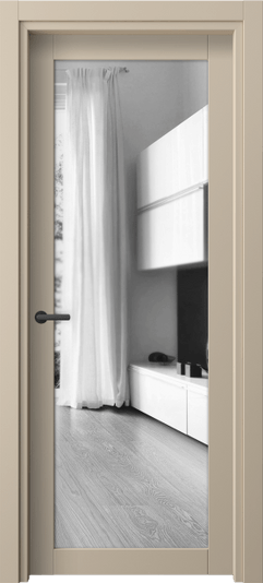 Дверь межкомнатная 2102 ПЭСБ Двустороннее зеркало. Цвет ПЭТ светло-бежевый. Материал ПЭТ. Коллекция Neo. Картинка.