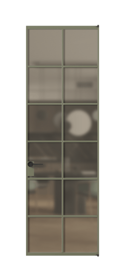 Дверь межкомнатная АЛПЛ040.05 Бронза сатин триплекс АОТ. Цвет Алюминий оливковый тёмный. Материал Алюминий в эмали. Коллекция Formato. Картинка.