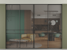 Перегородка Формато внутри проёма скрытое крепление в потолок 4 створки