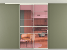 Перегородка Формато вдоль стены на потолок 2 створки с синхронным механизмом